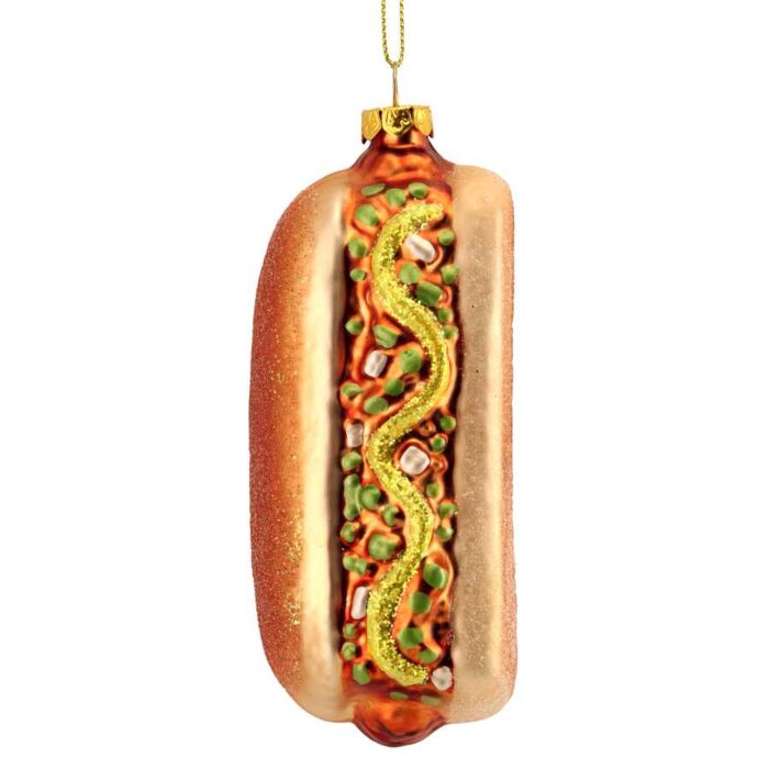 Gisela Graham Painted Glass Hot Dog Decoration-2
